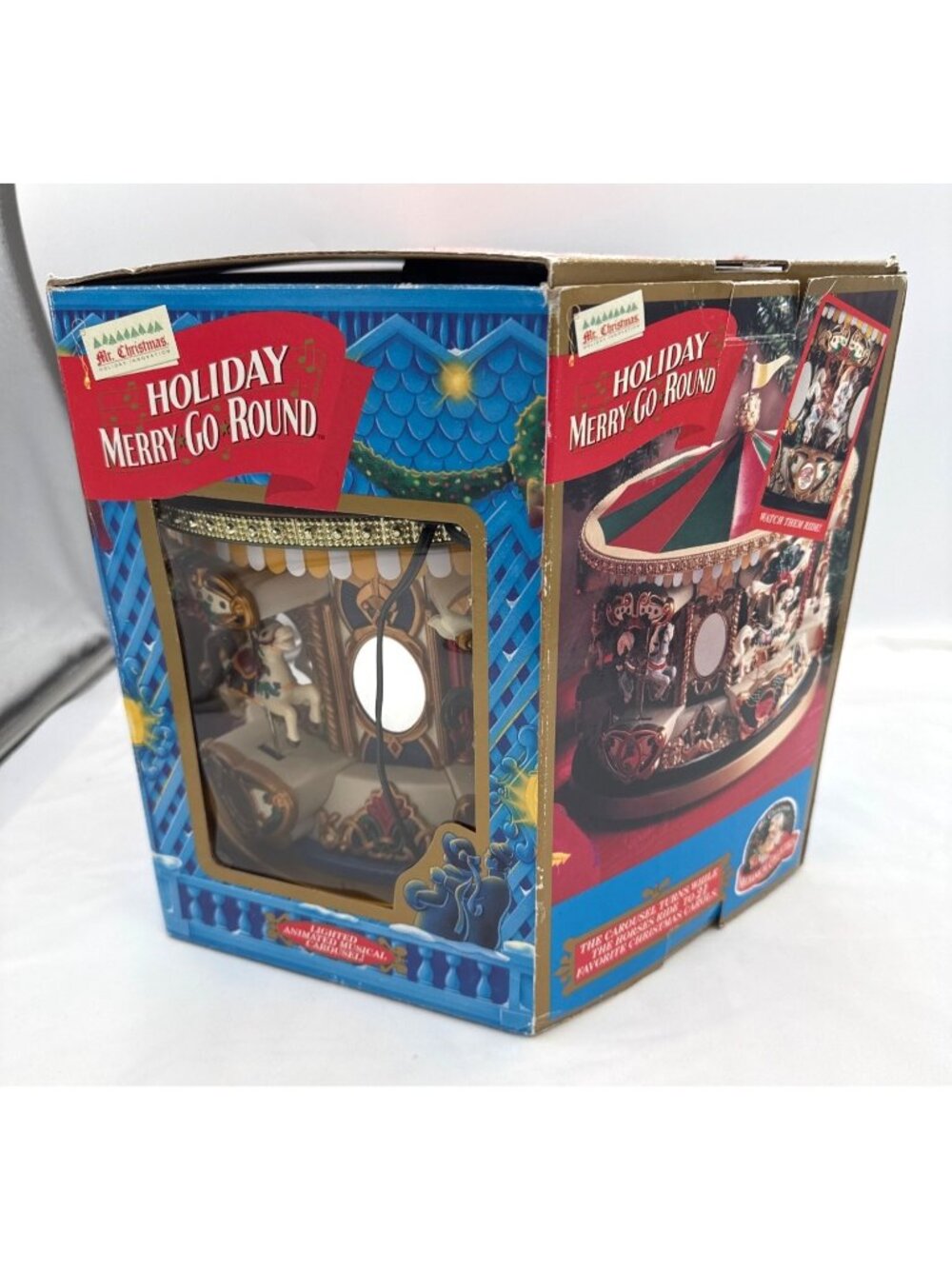 Mr. Christmas Holiday Merry-Go-Round Musical Carousel With Box & Adapter Works